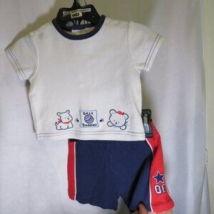 Baby Red White Blue Short sleeve Shirt & Shorts Embroidered Patriotic